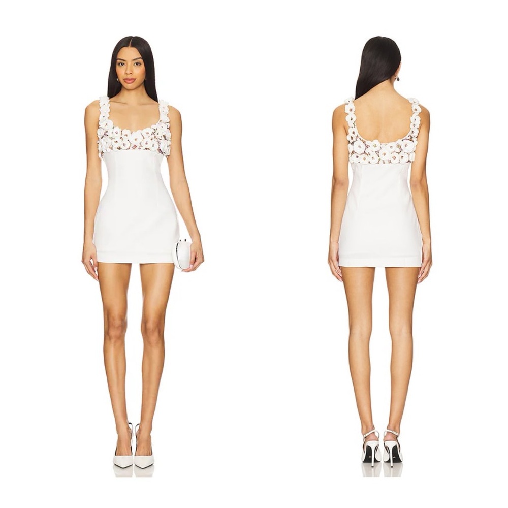 White Floral Appliqué Mini Dress - Chloe Resell